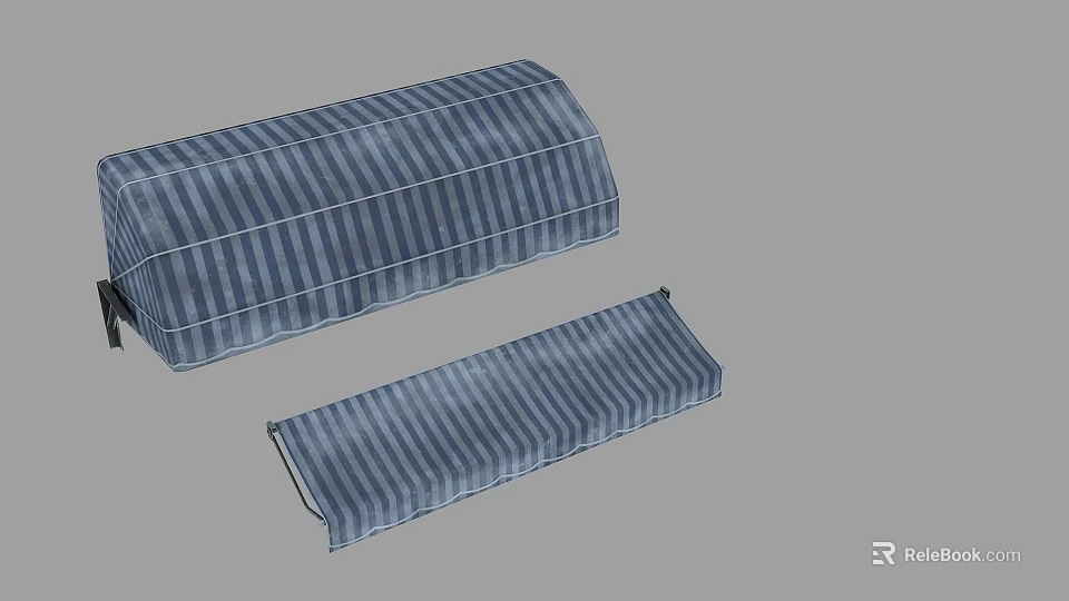Two Rectangular Blue And White Striped Decorative Cushions For Home Decor 3d model 