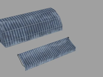 Two Rectangular Blue And White Striped Decorative Cushions For Home Decor 3d model