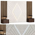 Modern Bed Background Wall Design With Geometric Patterns Diamond Shape And Wooden Nightstands 3d model