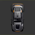 Sleek Gray Sports Car With Orange Accents Silver Wheels And Futuristic Design