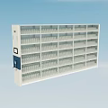Modern White Storage Cabinet With Multiple Lockable Doors And Control Panel 3d model