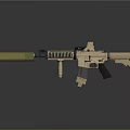 Modern Tan Tactical Rifle With Detachable Magazine Scope Mount And Ergonomic Grip