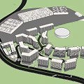 Aerial Planning of Modern Apartment Complex with Greenery and Roads in Organized Layout