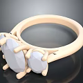 Simple Design Ring Featuring Light Colored Metal And Geometric Cut Gemstones