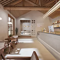 Warm Café Interior With Wooden Ceiling Bar Counter Comfortable Seats And Natural Light