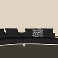 Modern Gray Multi Person Sofa With Checkerboard Pattern Cushion And Side Table Lamp 3d model