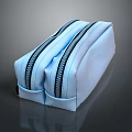 Light Blue Toiletry Bag With Double Zippers And Fabric Material For Travel Storage