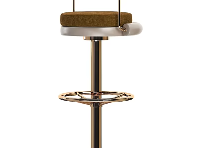 Modern Bar Stool With Upholstered Seat Metal Base Footrest And Swivel Design 3d model