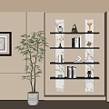 Modern Storage Rack Bonsai Bookshelf 3d model