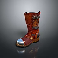 Vintage Brown Work Boots With Metal Decorations Buckle Straps And Wooden Soles