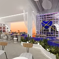 Lucky Coffee Cafe Modern Interior With Bookshelves Round Wooden Tables Chairs And White Pendant Lights