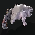 Fantasy Creature With Mechanical Pipes Spiked White Body And Sharp Teeth