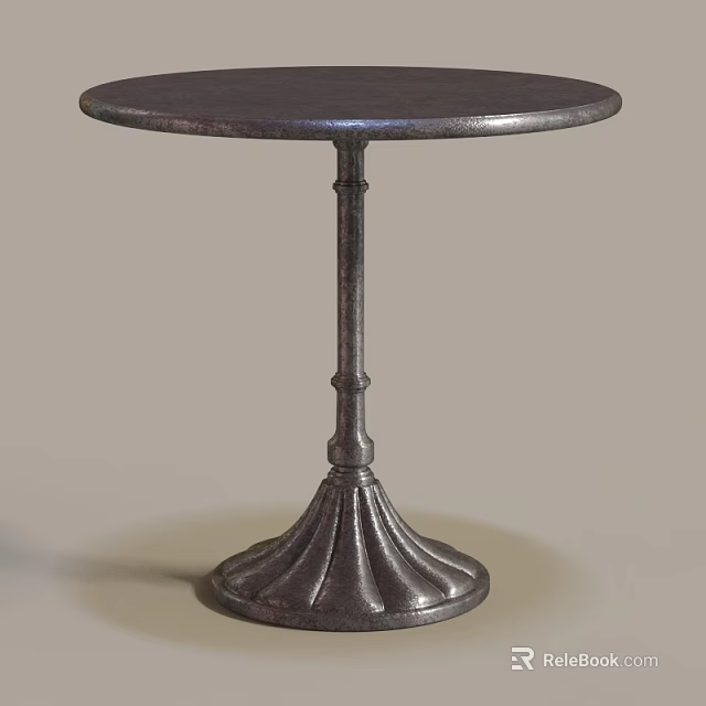 Metal Round Side Table With Decorative Pedestal Base And Classic Design Style 3d model