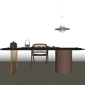 Modern Tea Table and Chair Tea Table and Chair Combination 3d model