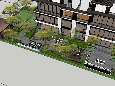 Modern Garden Landscape Design With Green Plants Walkways And Seating Areas 3d model