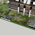 Modern Garden Landscape Design With Green Plants Walkways And Seating Areas