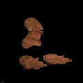 3D Rendered Alien Creature Head With Large Single Eye Brown Textured Skin And Sharp Teeth