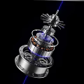 Detailed Mechanical Component Structure With Gears Coils And Blue Lighting