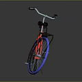 Stylish Red Bicycle With Blue Wheels Black Handlebar Seat And Reflective Surface