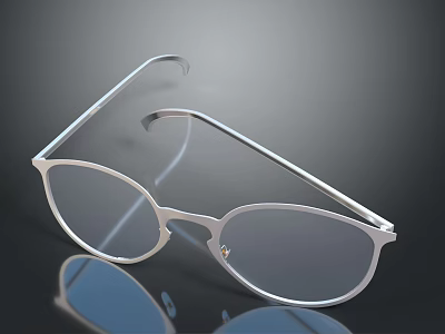 Modern Sleek Silver Frame Glasses With Transparent Lenses On Smooth Surface 3d model