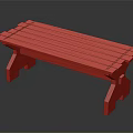 Natural Wooden Public Bench With Classic Rustic Design And Sturdy Structure 3d model
