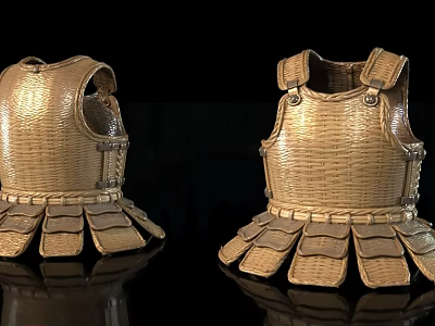 Ancient Weapon Body Armor Woven Design Brown Material With Metal Buckles 3d model