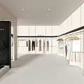 Modern Minimalist Clothing Store Interior With Clothes On Hangers And Plant Decoration