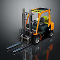 Orange And Black Forklift With Yellow Top Panel Green Gas Cylinder And Metal Forks
