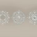 Intricate White Carved Circular Patterns With Ornate Designs For Ceiling Decor 3d model