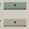 Two Wall Mounted Air Conditioner Fans In Different Colors With Plug