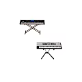 Black And White Electronic Keyboard Musical Instruments With Gold And Black Stands