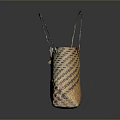 Handwoven Basket With Dual Handles And Colorful Woven Pattern Design