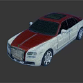 Luxury White And Red Sedan With Red Roof Front Grille And Black Wheels