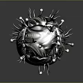 Game Movie Character Metallic Sphere Featuring Intricate Mechanical Spikes Dragon Head Design Sci Fi