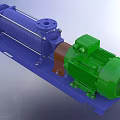 Green And Blue Industrial Pumps With Electric Motors On Horizontal Base Plates