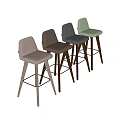 Modern Style Bar Stools Featuring Wooden Legs Light Color Velvet Seat And Metal Footrest