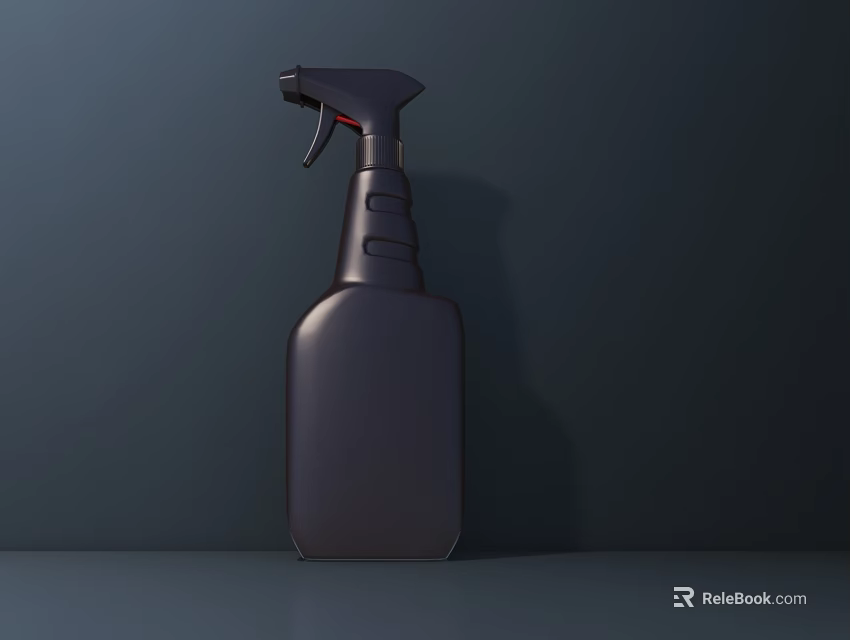 Black Ceramic Spray Bottle With Nozzle On Dark Background Flat Surface 3d model 