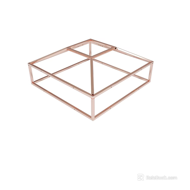 Rose Gold Metal Square Frame With Geometric Cross Support Structure 3d model 