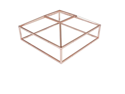 Rose Gold Metal Square Frame With Geometric Cross Support Structure 3d model
