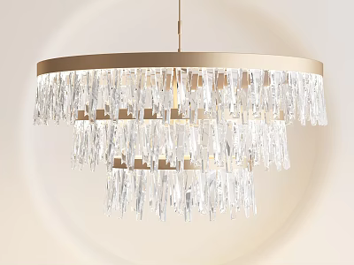 Modern Crystal Chandelier With Gold Frame And Multi Layer Design For Interior Decor 3d model