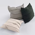 Soft Fabric Throw Pillows with Striped Design in Light Beige Gray and Dark Green