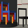 Modern Single Chair Dopamine Dining Chair Colorful Chair Timber Memphis 3d model