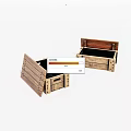 Open Wooden Crates With Slatted Design And Rustic Natural Finish