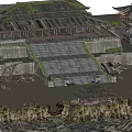 Ancient Architecture Ruined Structure With Stone Steps Traditional Roof Tiles And Collapsed Walls