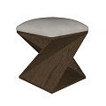 Modern Wooden Stools With Light Beige Upholstered Seat And Geometric Frame Design