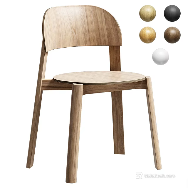 Modern Wooden Single Chair With Sleek Design And Gold Brown White Color Options 3d model 