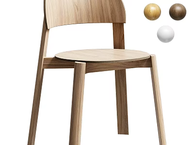 Modern Wooden Single Chair With Sleek Design And Gold Brown White Color Options 3d model
