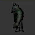 Orc Warrior Creature With Green Skin Horns Spiked Armor And Large Battle Hammer