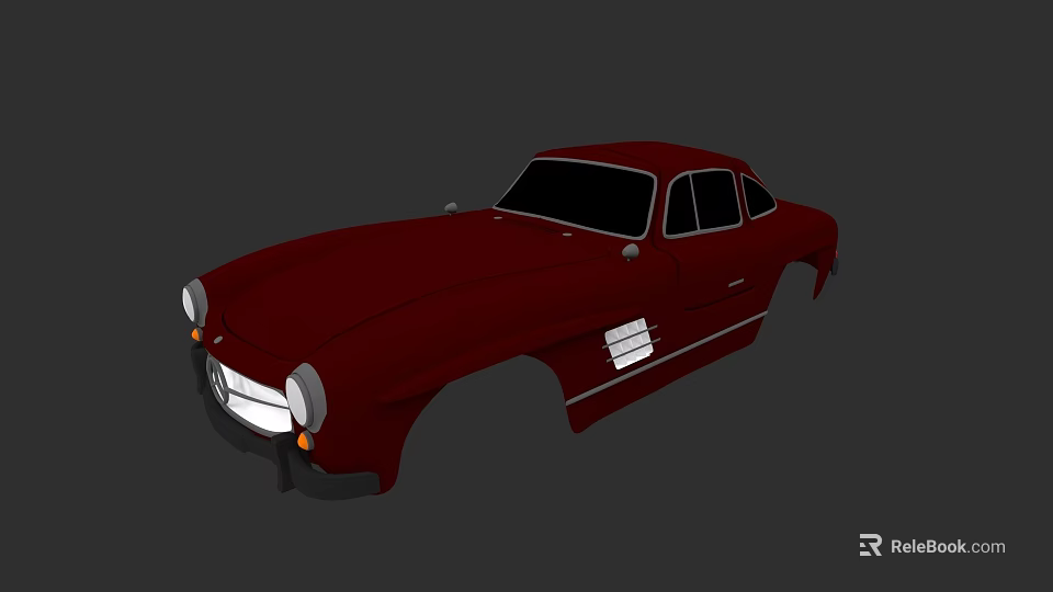 Classic Red Vintage Sports Car With Streamlined Body And Chrome Accents 3d model 