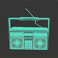 Vintage Electronic Radio With Wooden Frame Retro Design Speakers Antenna And Handle